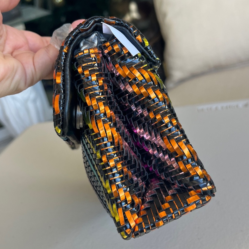 KURT GEIGER Kensington woven rainbow patent metallic convertible bag on chain - Picture 10 of 16